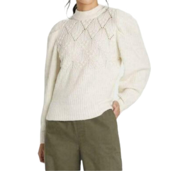 A NEW DAY puff sleeve pullover sweater with bobbles NWT Christmas photos - Picture 4 of 7
